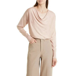 M.M. LaFleur The Monica Silk Jersey Scoop Neck Lightweight Sweater‎ in Pink XS